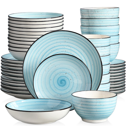 Handpainted Spirals  Stoneware Dinner Set