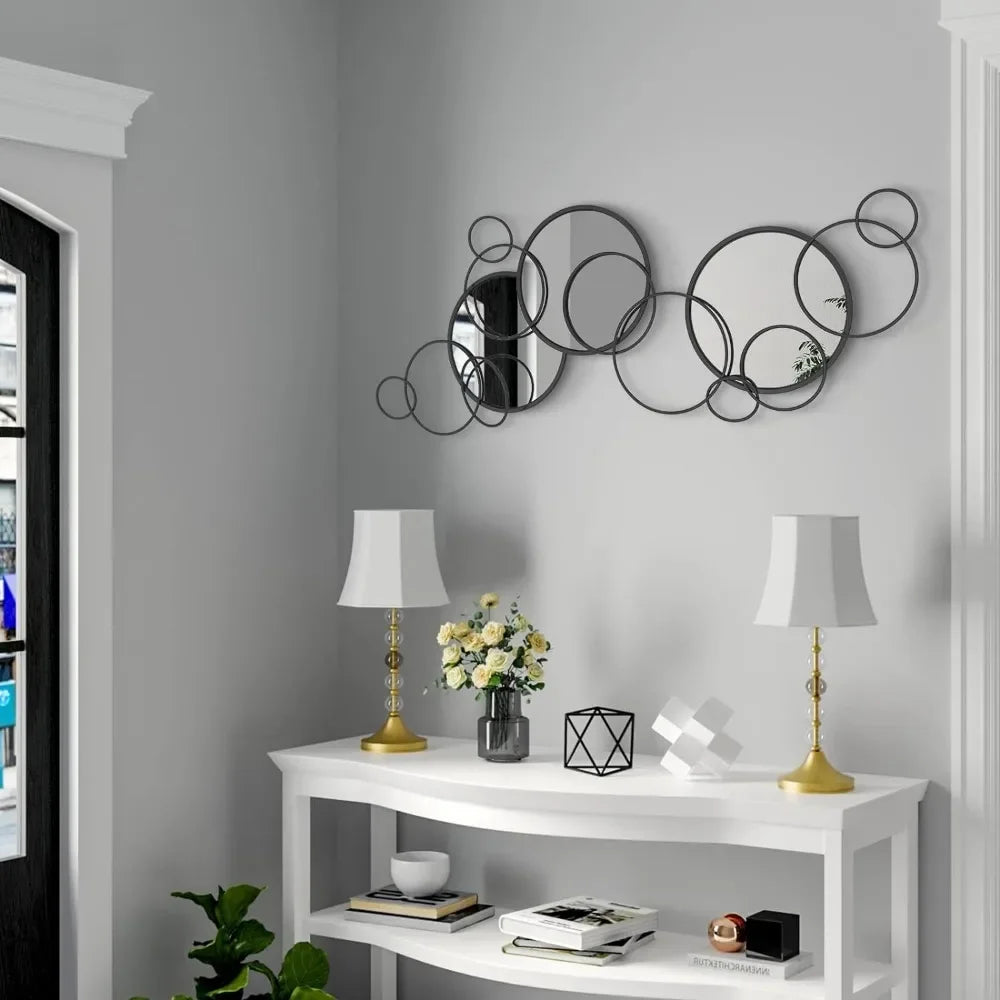 Black Overlapping Metal Wall Mirror