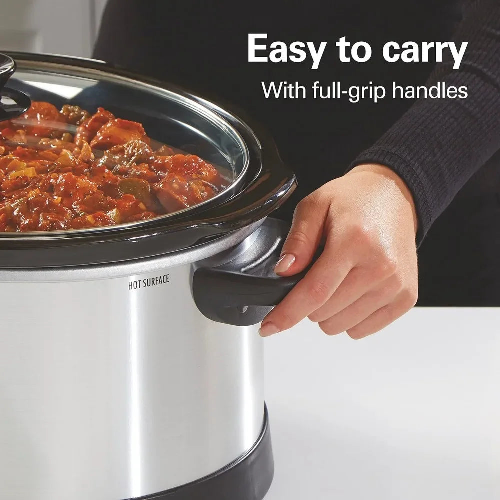 8 QT Multifunctional  Slow Cooker with Three Temperature Settings, Dishwasher Safe Crock and Lid