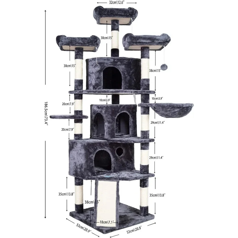 Cat Tower with 3 Fun Cave Beds with Cat Tree Scratching Post