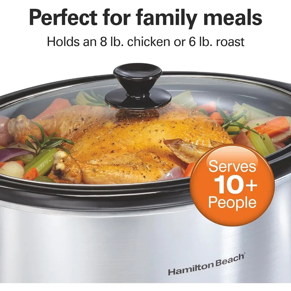 8 QT Multifunctional  Slow Cooker with Three Temperature Settings, Dishwasher Safe Crock and Lid