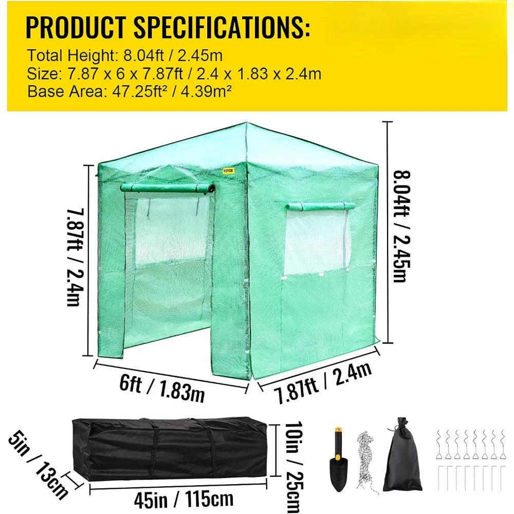 Portable Greenhouse With Doors & Windows great for flowers and vegetables - Charlie's Cozy Corner