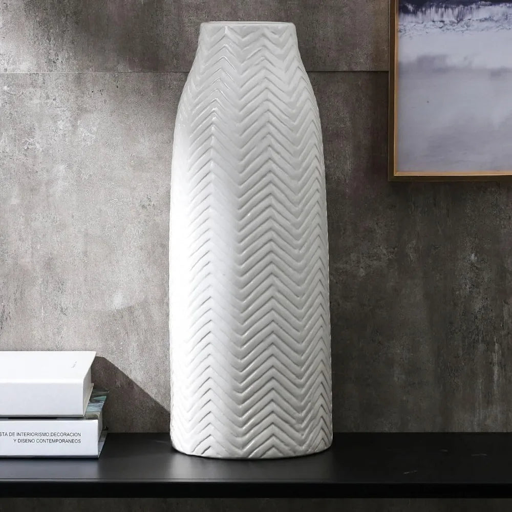 Large White Ceramic Vase for Home Decor