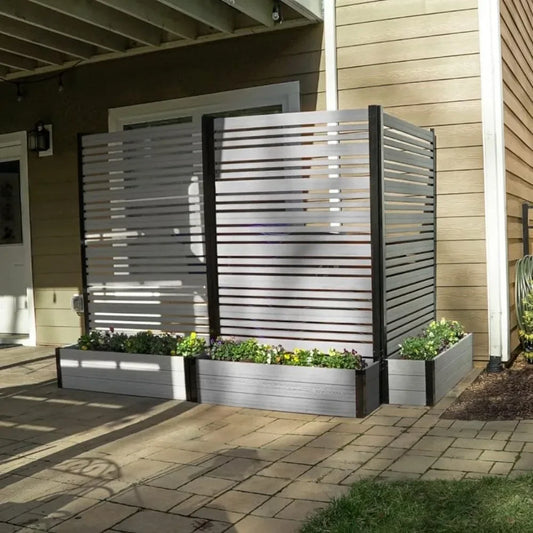Outdoor Freestanding Privacy Fence Screen Panel and Planter Box Kit Buildings Supplies