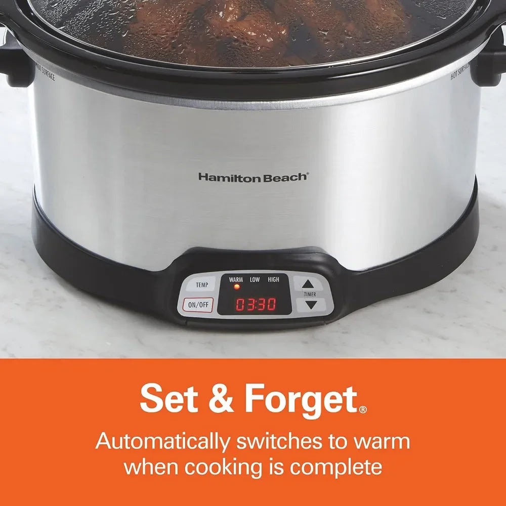 8 QT Multifunctional  Slow Cooker with Three Temperature Settings, Dishwasher Safe Crock and Lid