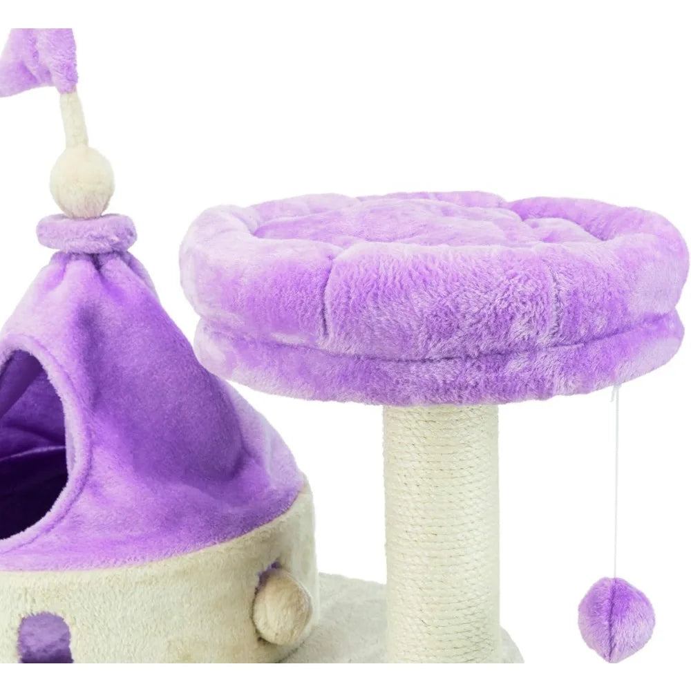 My Kitty Darling Castle Condo with Scratching Post Tree for Cats