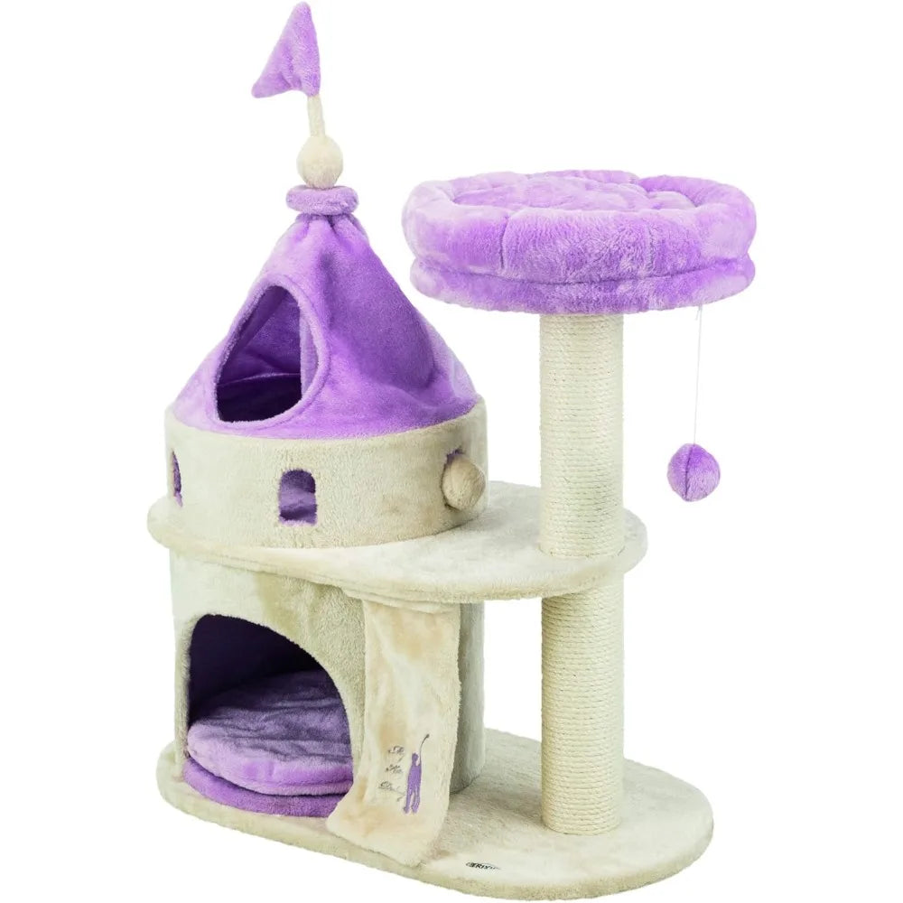 My Kitty Darling Castle Condo with Scratching Post Tree for Cats