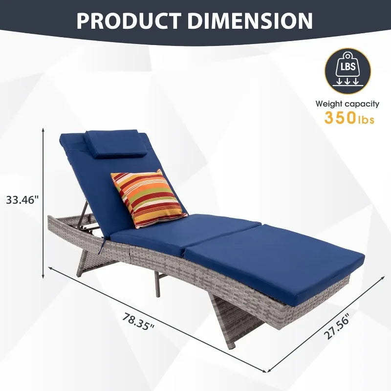 Adjustable Chaise Loungers Set of 2 with Cushions & Pillows - Charlie's Cozy Corner