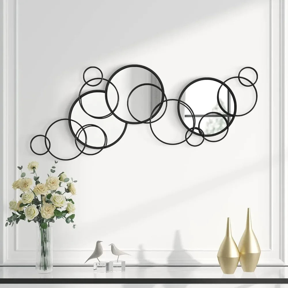Black Overlapping Metal Wall Mirror