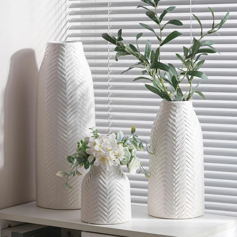 Large White Ceramic Vase for Home Decor