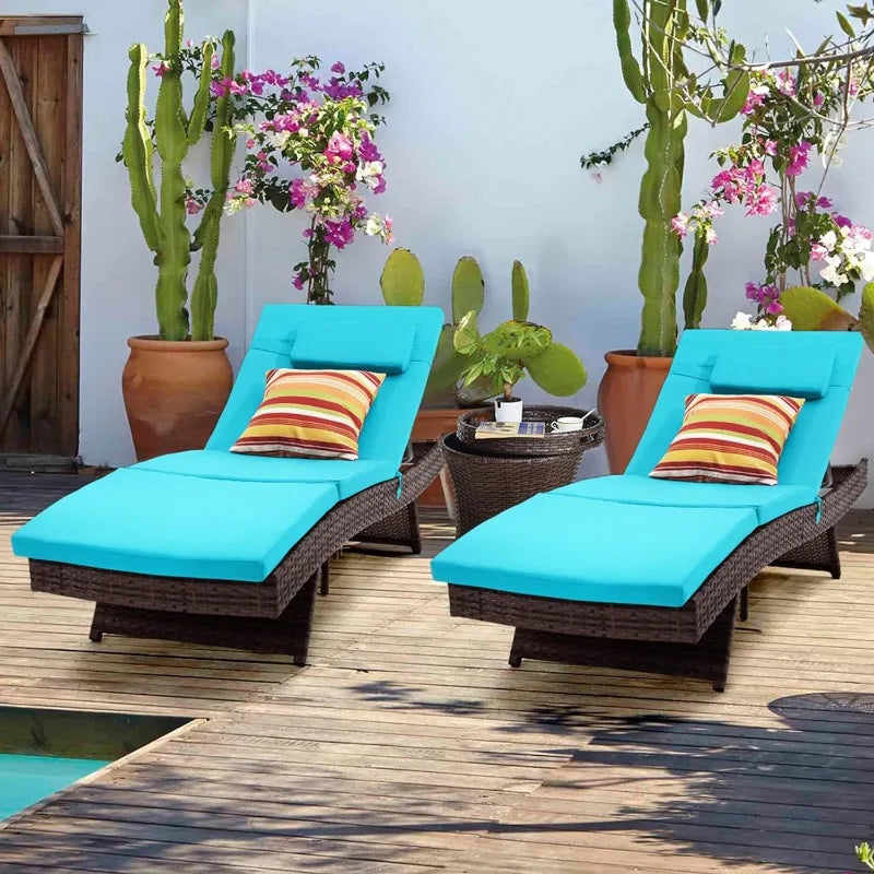 Adjustable Chaise Loungers Set of 2 with Cushions & Pillows - Charlie's Cozy Corner