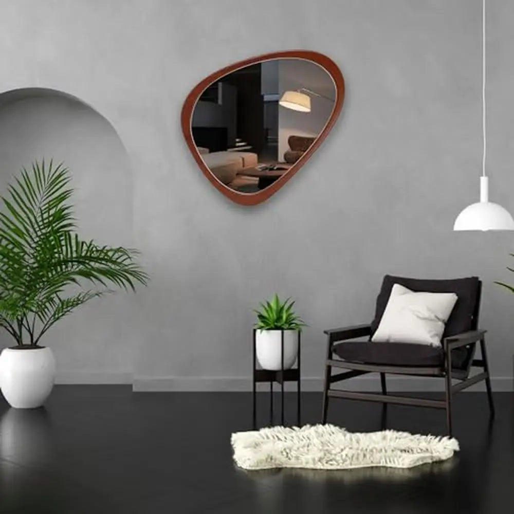 Asymmetrical Wood Wall Mirror