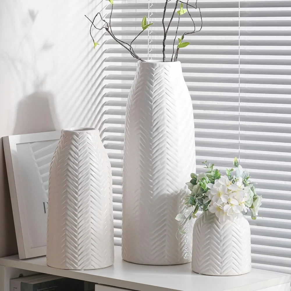 Large White Ceramic Vase for Home Decor