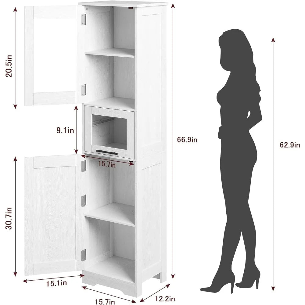 Narrow Storage Cabinet With Doors and Adjustable Shelf