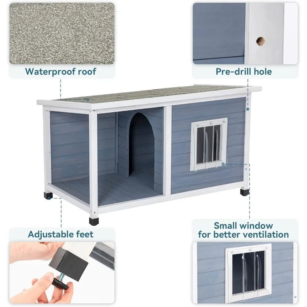 Comfy 45.5” Dog House with Porch and Window - Charlie's Cozy Corner