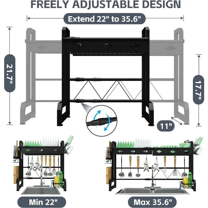 Over The Sink Dish Drying Rack-Adjustable