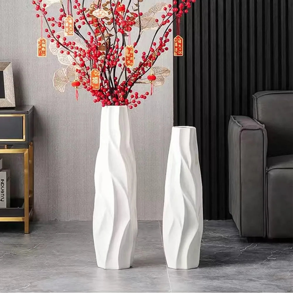 Beautiful  White Large Floor Ceramic Tall Vase  to Dazzle any Room in your home - Charlie's Cozy Corner