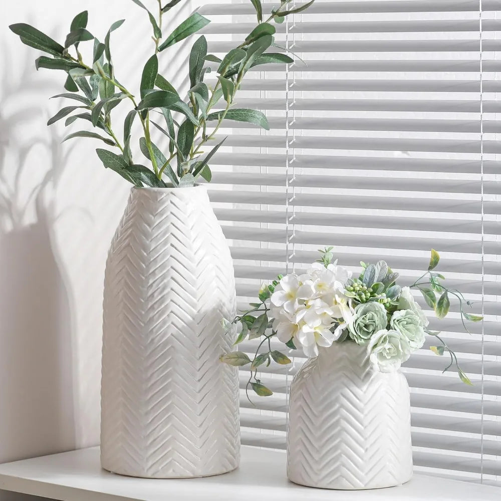 Large White Ceramic Vase for Home Decor